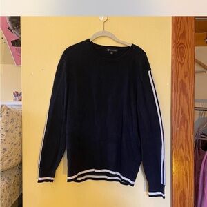 INC International Concepts Dark Blue Sweater with White Accents